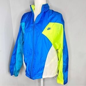 Vintage Nike Color Block 90s Blue Green White Windbreaker Jacket M